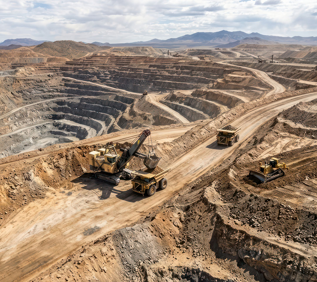 Mining professional overlooking an open-pit operation
